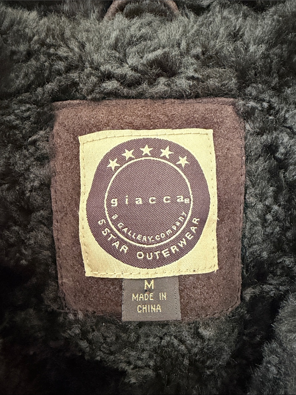 Vintage Giacca Leather Coat Faux Shearling Detail Medium Brown Penny Lane - Picture 3 of 13
